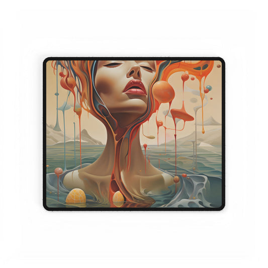 Surreal Dreamscape: Vibrant Psychedelic Colors - Desk Mat