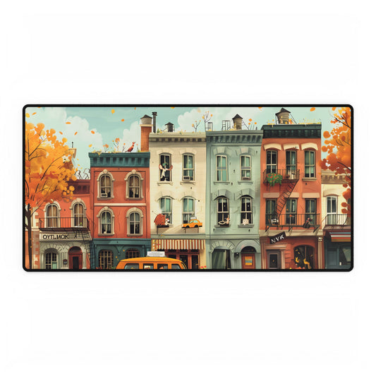 Whimsical Yellow Dream: A Captivating Illustration - Desk Mat