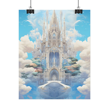 Floating City in Celestial Clouds: Fantasy Artwork - Poster