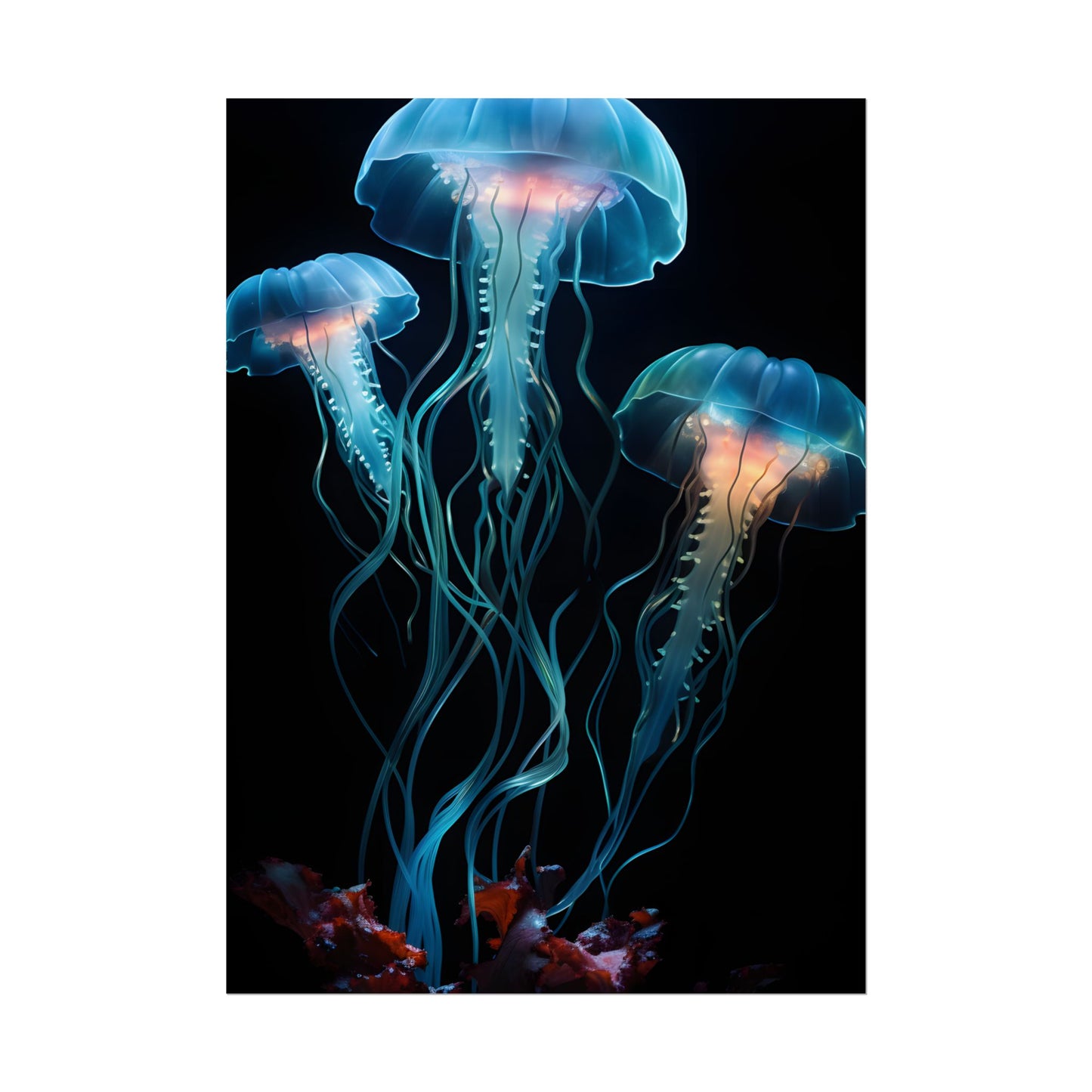 Bioluminescent Oceanic Ballet: Ethereal Underwater Dance - Poster