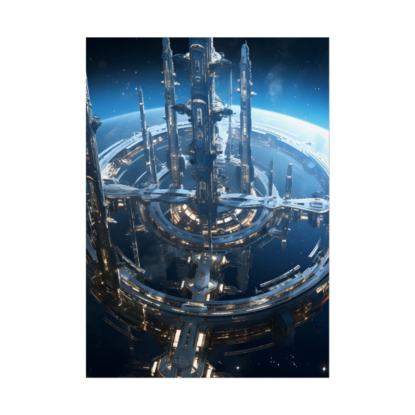 Futuristic Space Station: Aetherial Hub - Poster