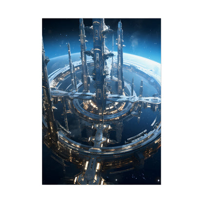 Futuristic Space Station: Aetherial Hub - Poster