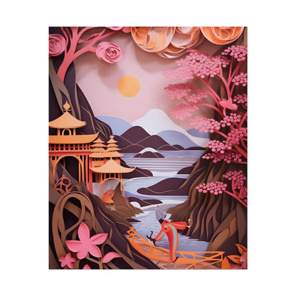 Japanese Vibrance: Eye-Catching Paper Quilled Landscape Art - Poster