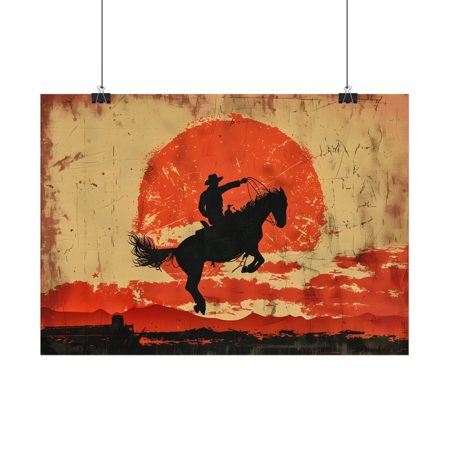 Vintage Rodeo Cowboy: Classic Bucking Bronco Art - Poster