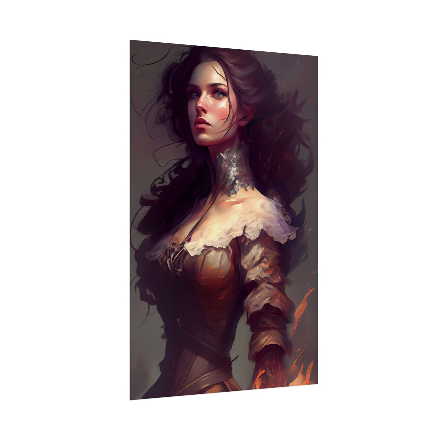 Lovely Brown Hair Portrait: Stunning Female Art - Poster