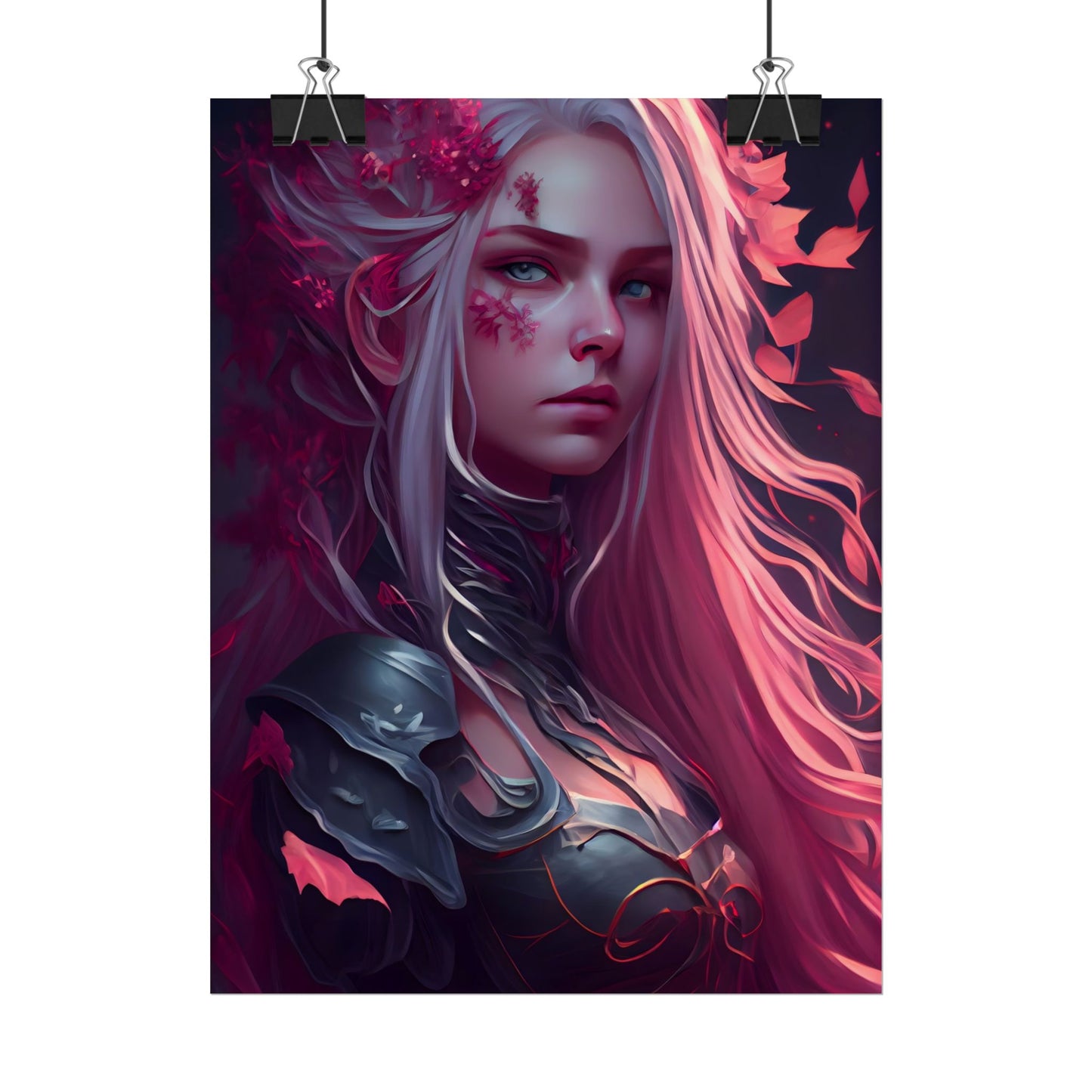 Astonishing Female Portrait with Pink Hair: Artistic Vision - Poster