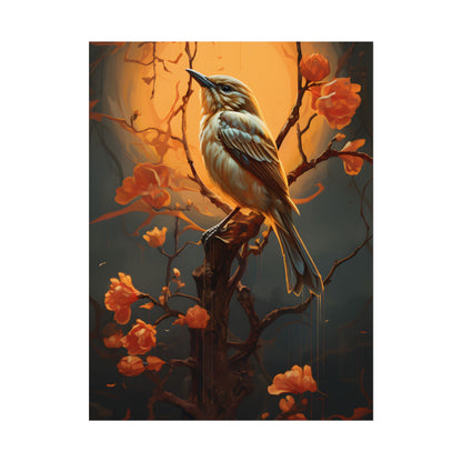 Enigmatic Songbird Guardian: Urban Artwork - Poster