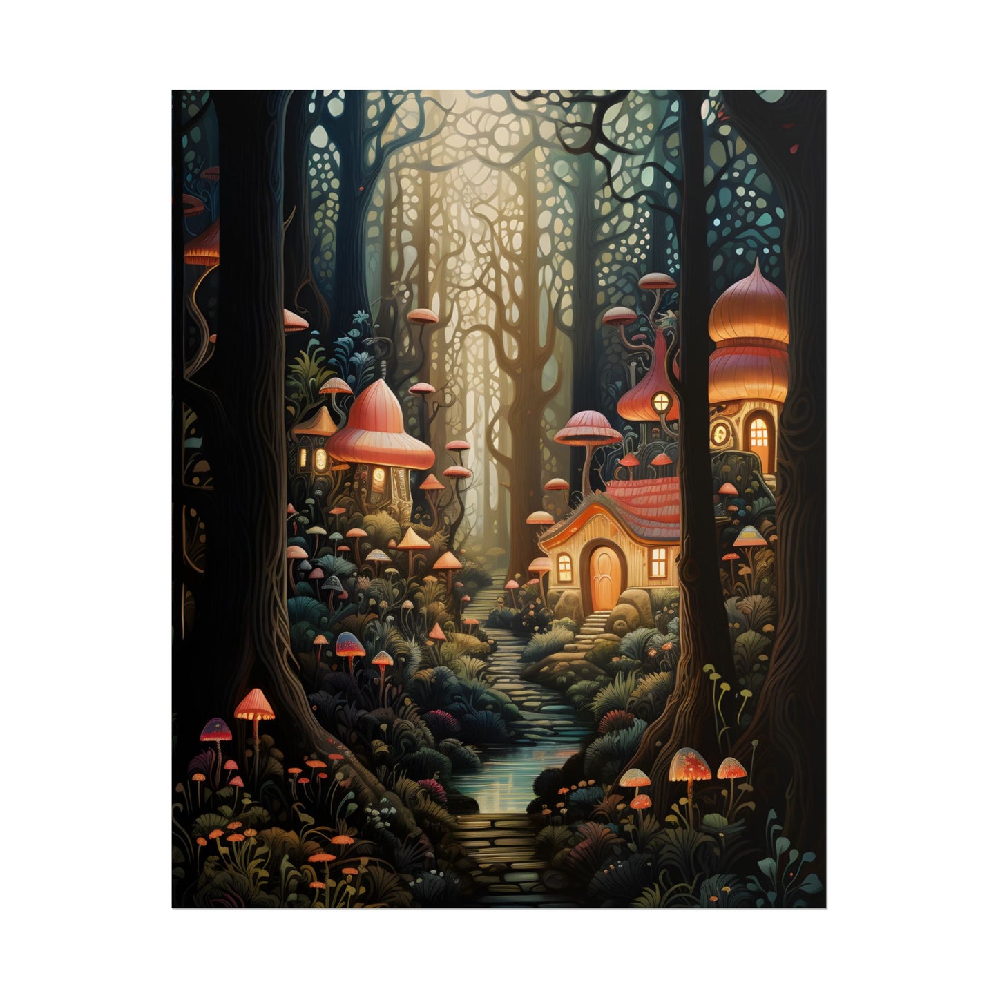 Whimsical Enchanted Forest: Illustrative Artwork - Poster