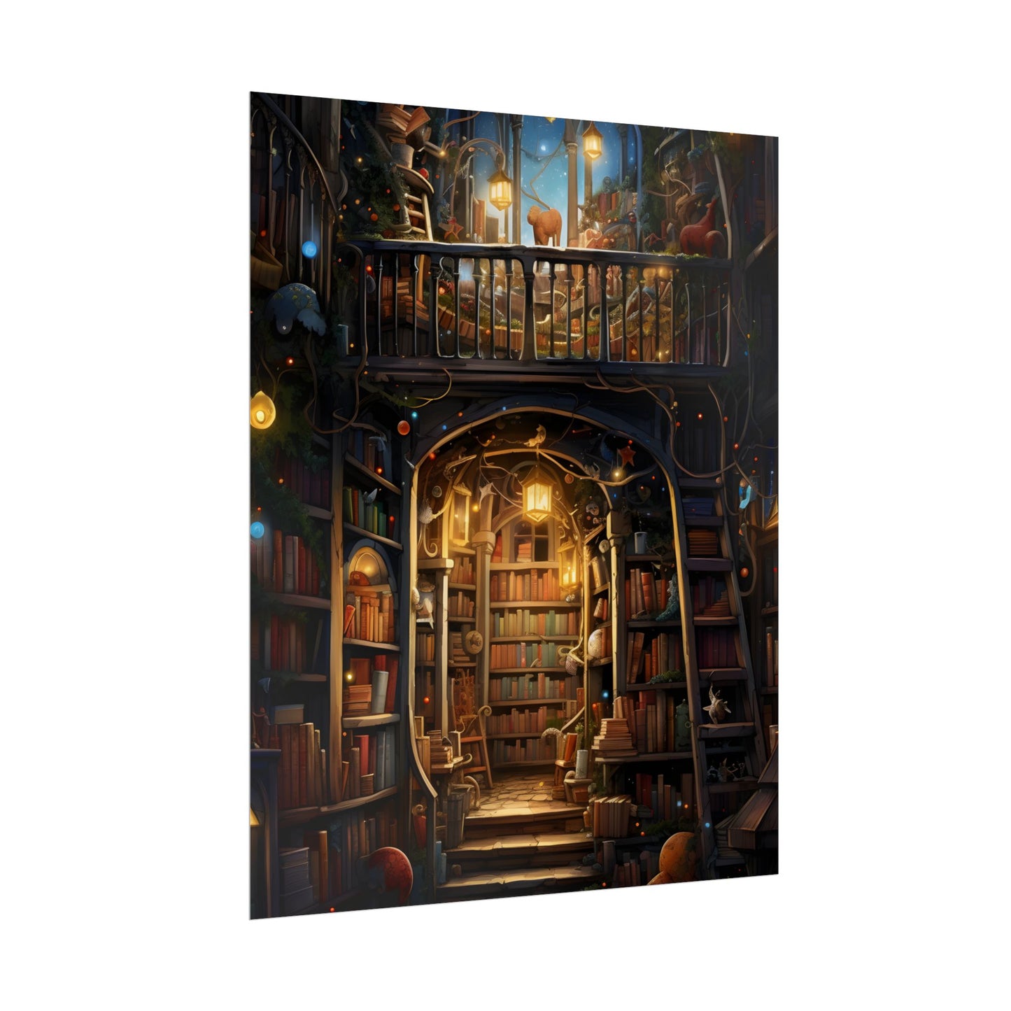 Magical Bookshop Art: A Serene & Enchanting Scene - Poster