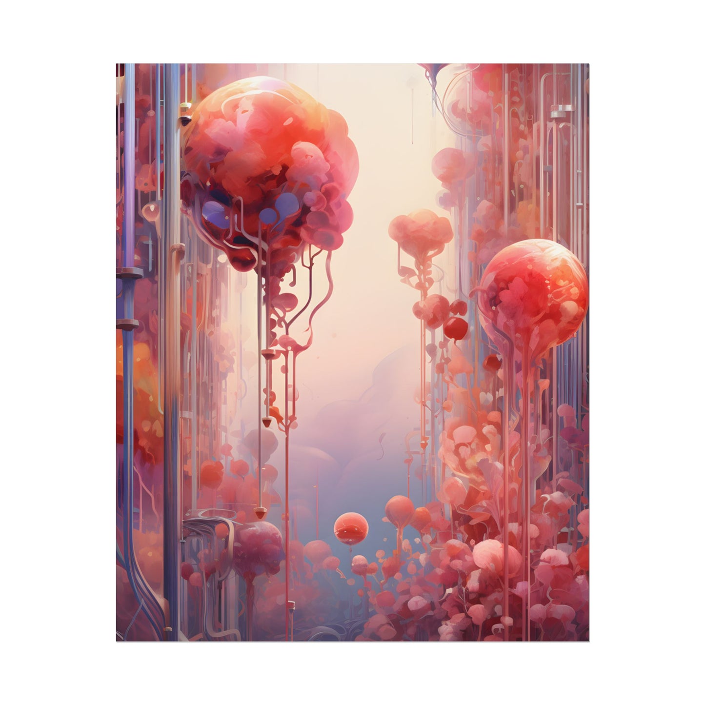 Futuristic Cyber Dreamscape: Abstract Digital Art - Poster
