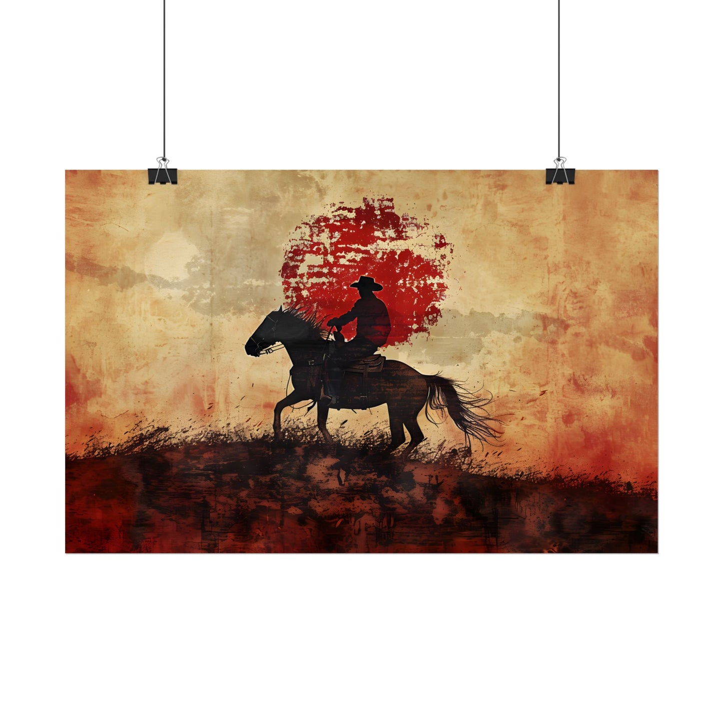 Dynamic Rodeo Scene: Earthy Tones of a Thrilling Ride - Poster