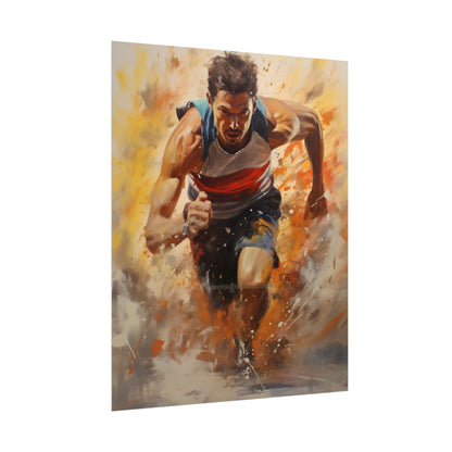 Passionate Athlete in Motion: Determined Sports Art - Poster