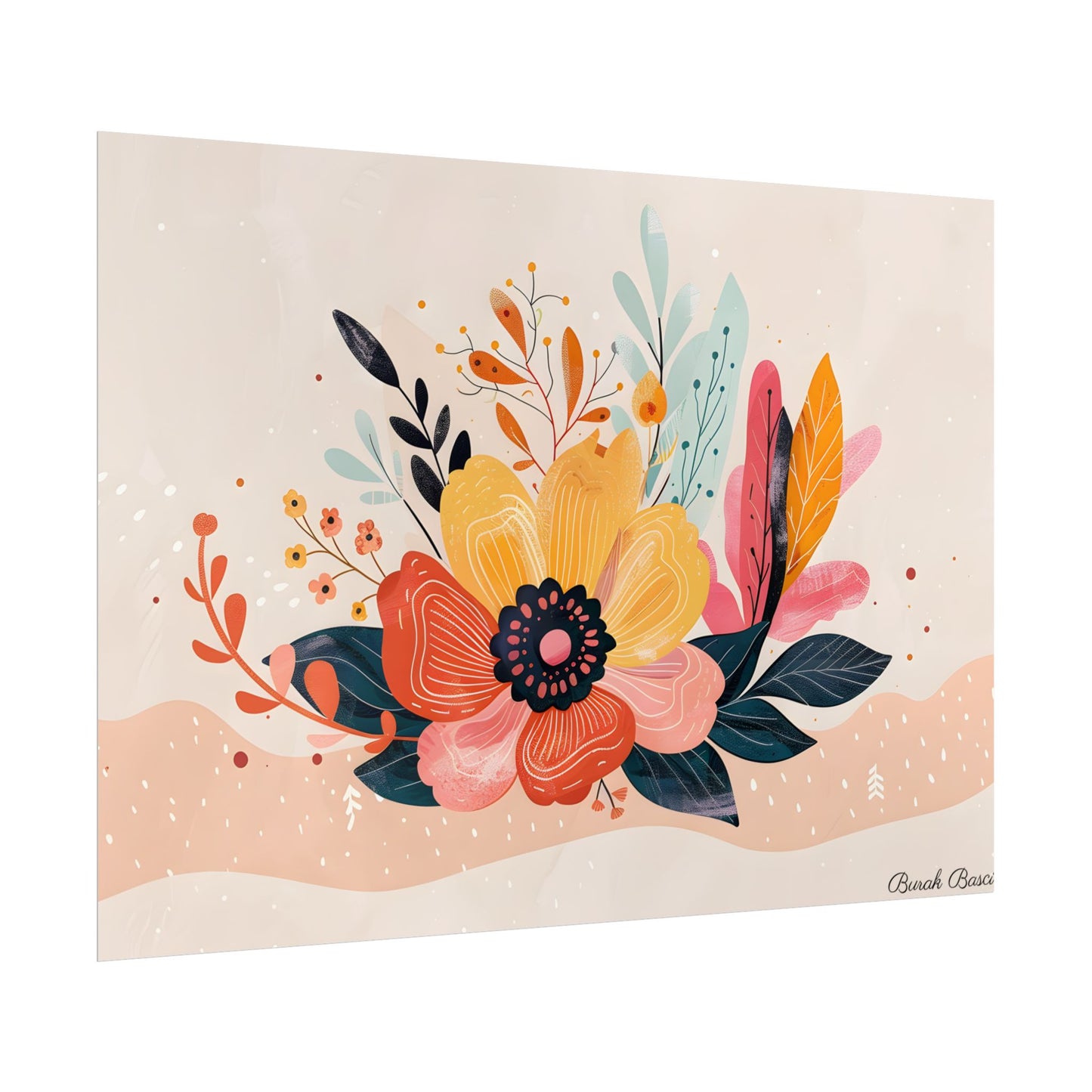 Blooming Growth: Vibrant Flower Artwork - Poster