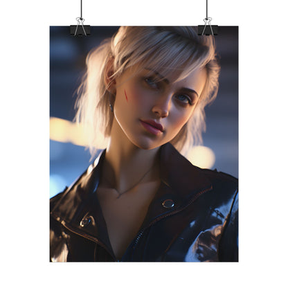Cyberpunk Teenage Girl: Blonde Digital Art - Poster