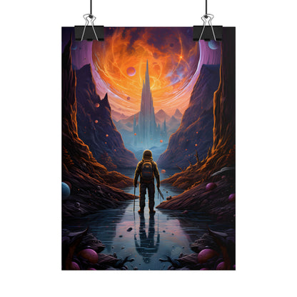 Futuristic Explorer in Wilderness: Sci-Fi Artwork - Poster
