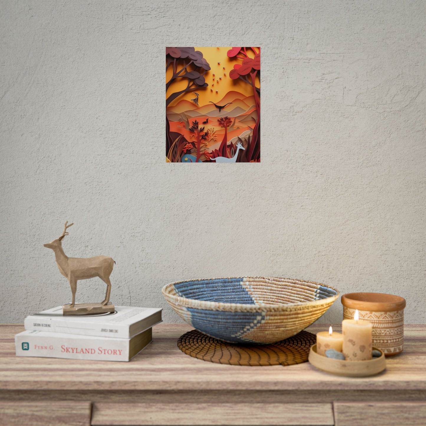 Vibrant African Quilled Landscape: Colorful Paper Artwork - Poster