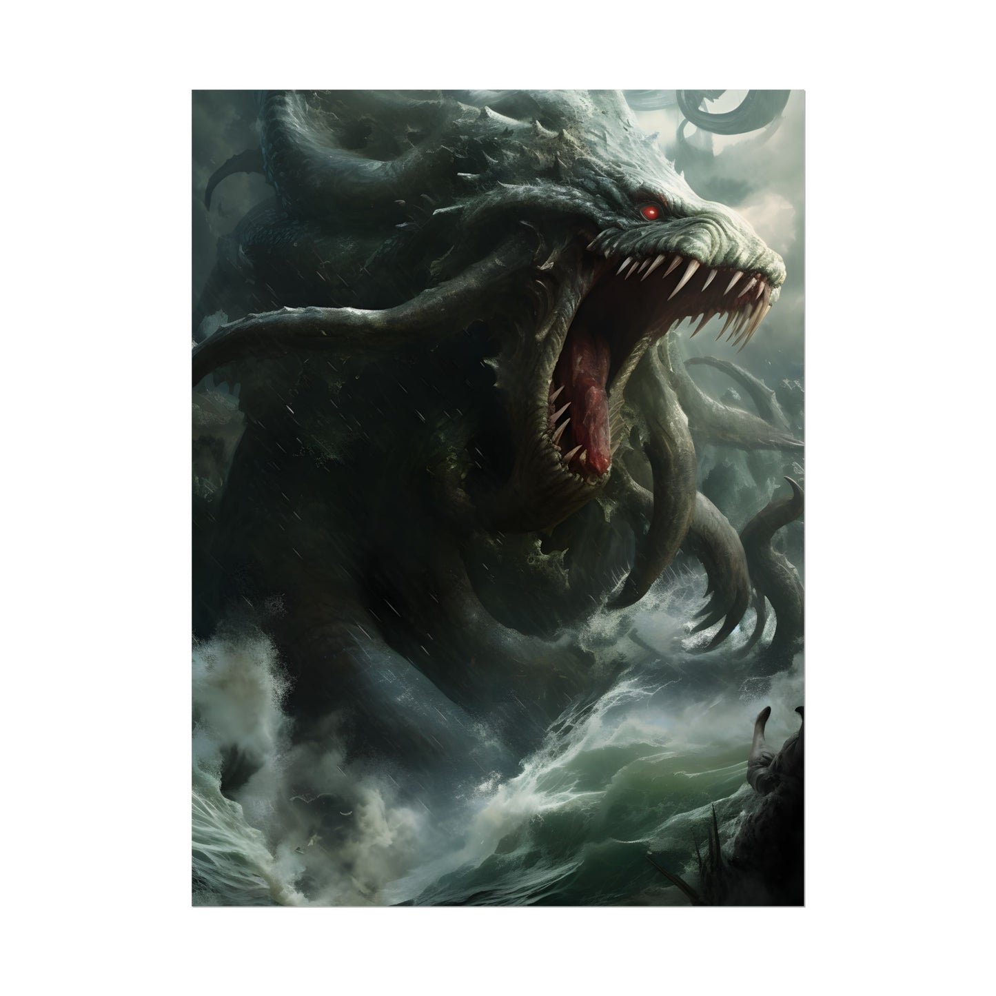 Mythic Ocean Terror: Ancient Sea Monster with Six Tentacles - Poster