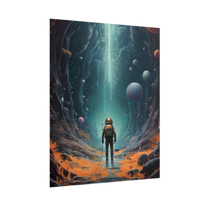 Futuristic Explorer: Sci-Fi Wilderness Encounter Digital Art - Poster