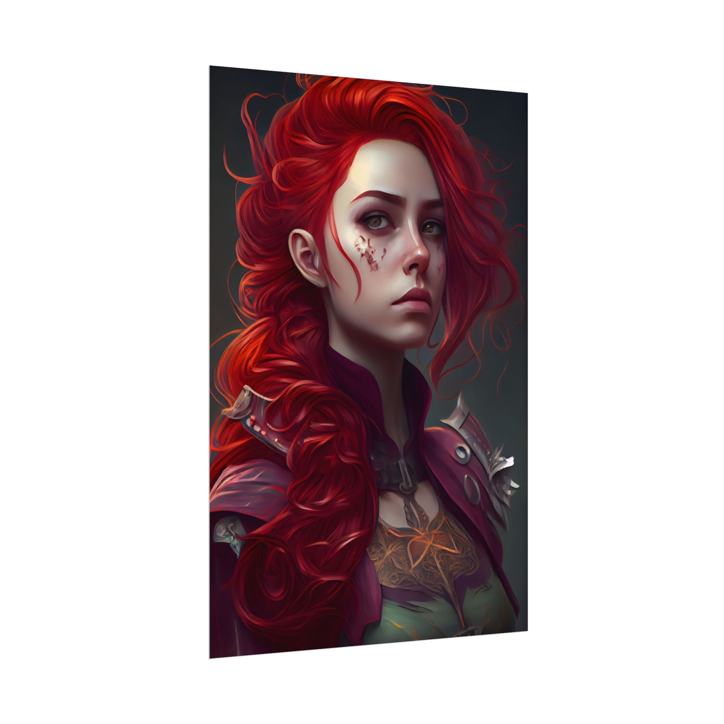 Realistic Red Hair Portrait: Soft Light Artwork - Poster