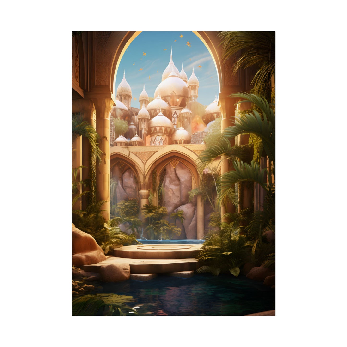 Mythical Desert Oasis: Arabian Nights Inspired Artwork - Poster