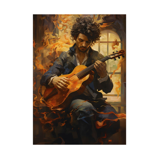 Mysterious Musician Portrait: A Thoughtful Artwork - Poster
