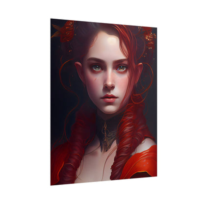 Redhead Portrait: Vibrant Dress Artwork - Poster