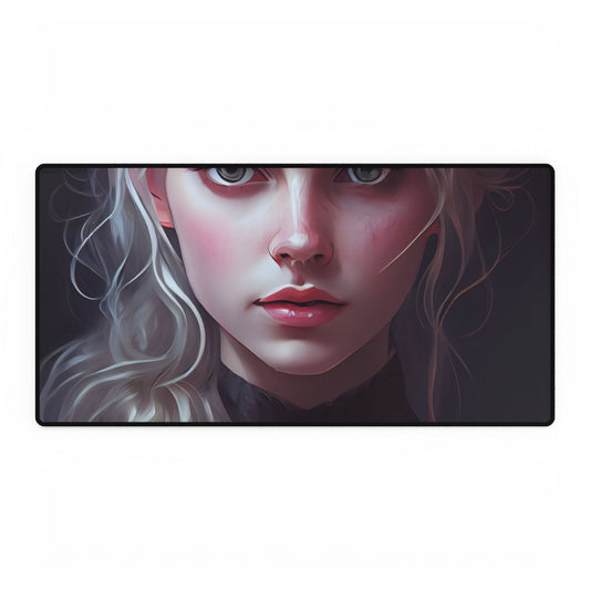 Blonde Portrait: Daring Angle Artwork - Desk Mat
