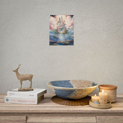 Surreal Floating City in Celestial Fantasy: A Dreamlike Digital Artwork - Poster