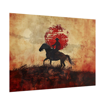 Dynamic Rodeo Scene: Earthy Tones of a Thrilling Ride - Poster