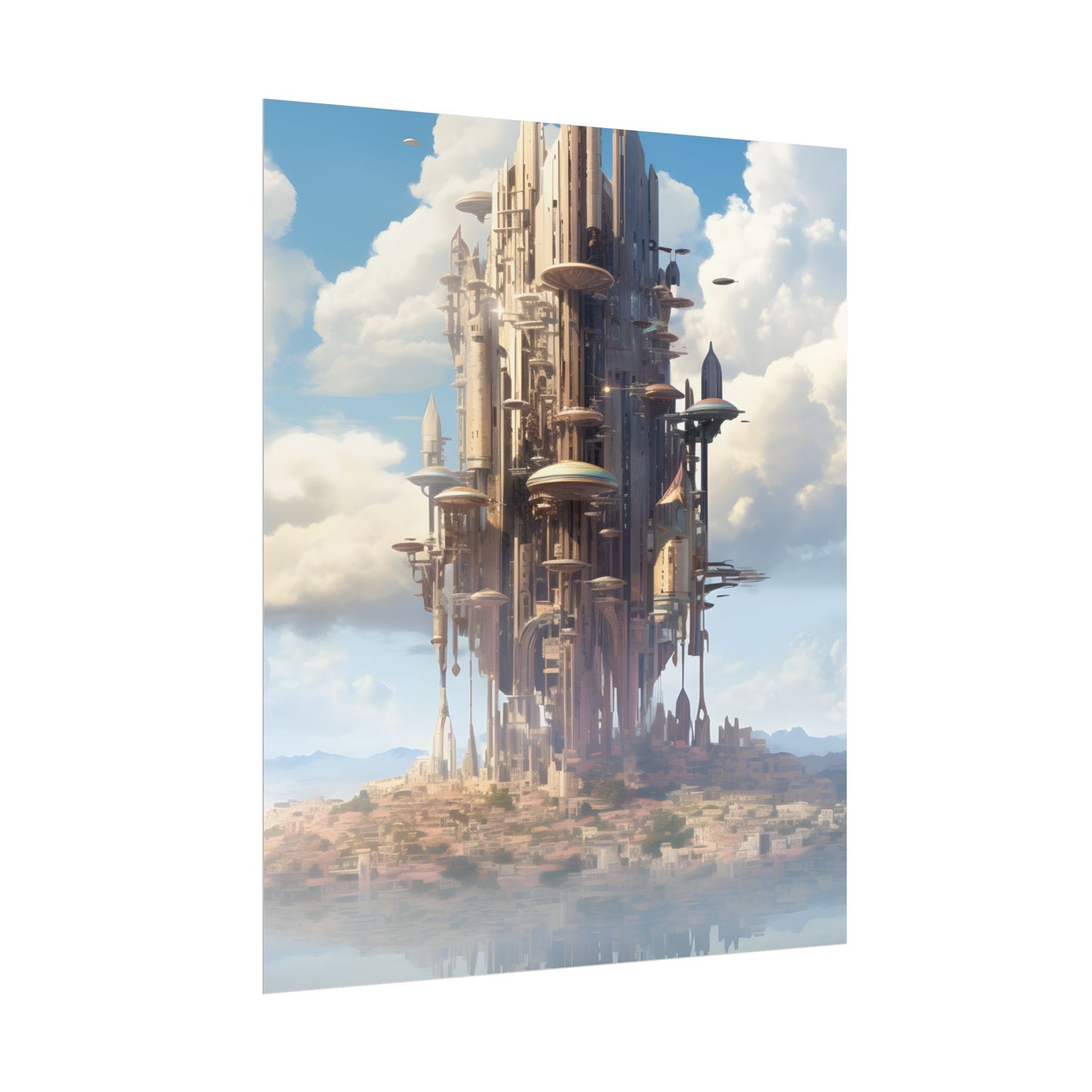 Breathtaking Floating Cityscape: Columbia 6 Digital Art - Poster