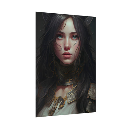 Vibrant Red Portrait: Dynamic Female Artwork - Poster