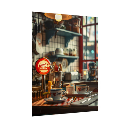 Retro Warmth: Cozy Lukes Diner Coffee Scene Art - Poster