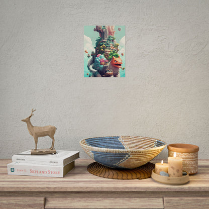 Pixelated Cyber-Pets: Digital Artwork of Illuminated Creatures - Poster