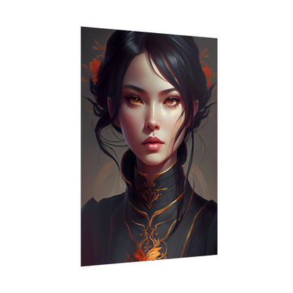 Realistic Female Portrait in Elegant Dress - Poster