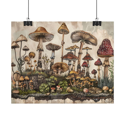 Vintage Mushroom Illustrations: A Collection of Unique Fungi - Poster