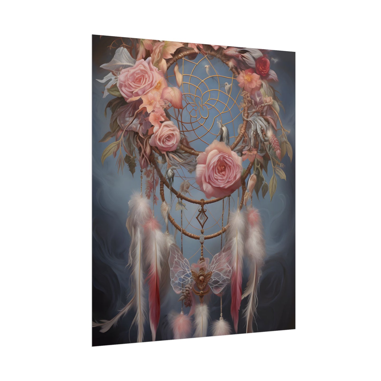 Ethereal Dreamcatcher Realm: Surreal Artwork with Colorful Feathers - Poster
