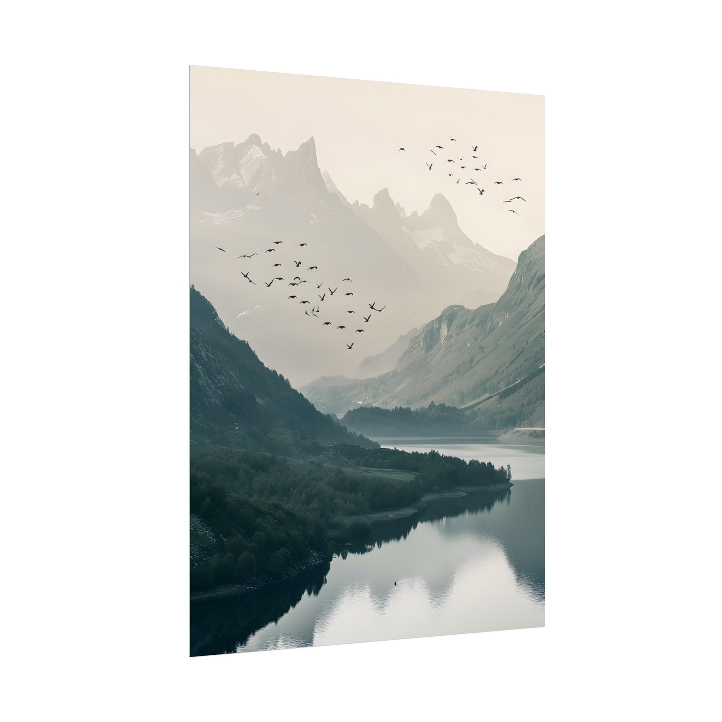 Serene Mountain Lake: A Peaceful Nature Artwork - Poster