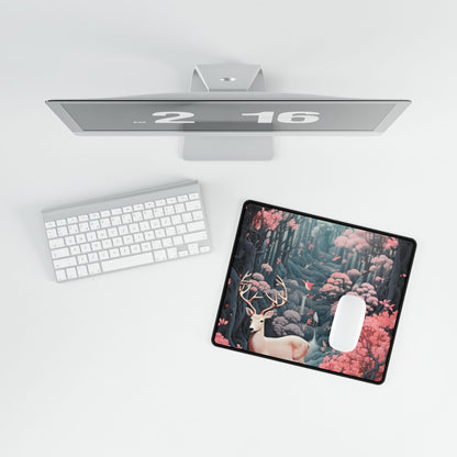 Whimsical Woodland Haven: Six Friends' Enchanted Forest - Desk Mat