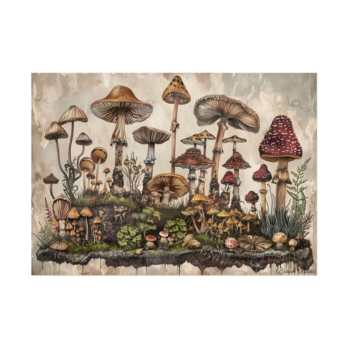 Vintage Mushroom Illustrations: A Collection of Unique Fungi - Poster