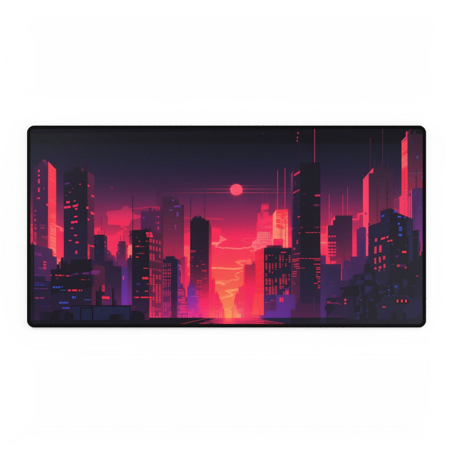 Cyberpunk Night City: Melancholic Digital Artwork - Desk Mat