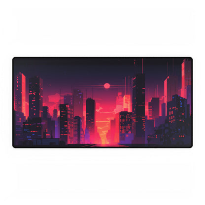 Cyberpunk Night City: Melancholic Digital Artwork - Desk Mat