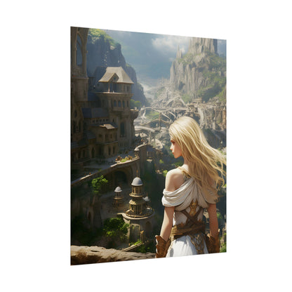 Dramatic Anime Blonde: Flying Female Digital Art - Poster