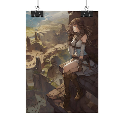 Heroic Bird's Eye View: A Detailed Anime Scene - Poster
