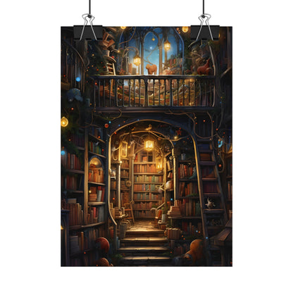 Magical Bookshop Art: A Serene & Enchanting Scene - Poster