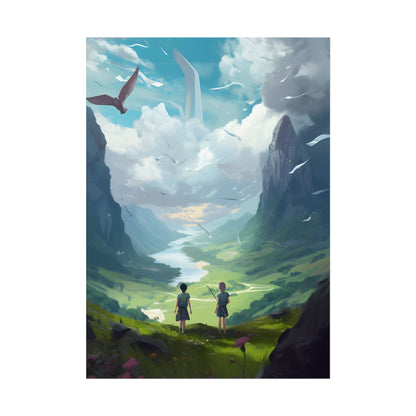 Tranquil Meadow Figures: Realistic Painting of People - Poster