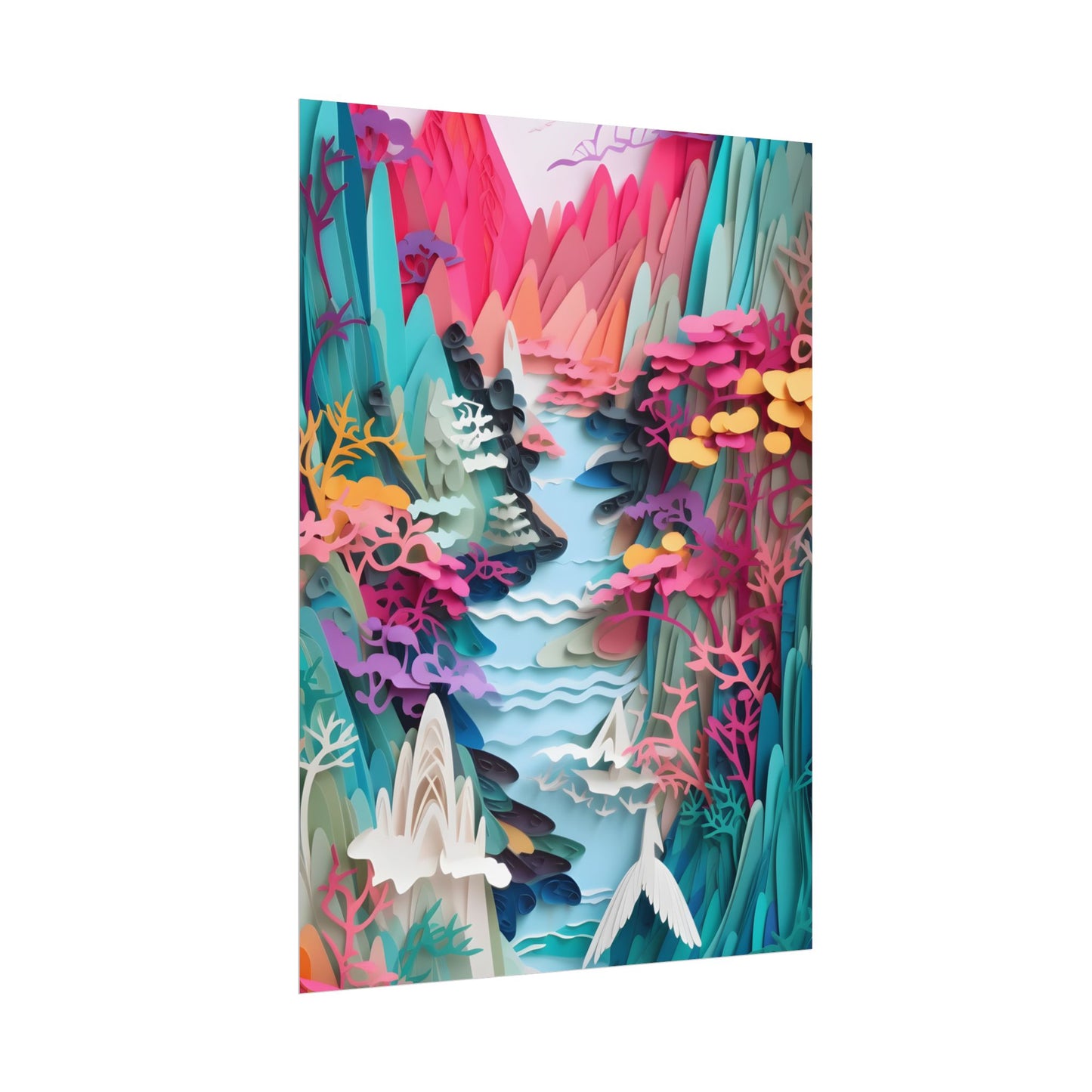 Japanese Paper Quilling Craft: Vibrant Landscape Art - Poster