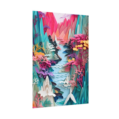 Japanese Paper Quilling Craft: Vibrant Landscape Art - Poster