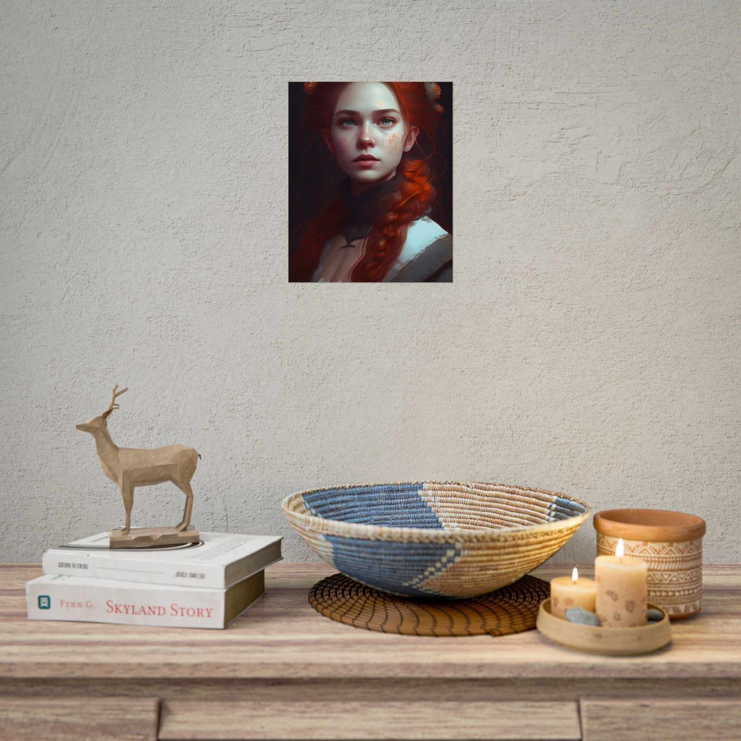 Astonishing Redhead Portrait: Elegant Young Woman in Dress - Poster