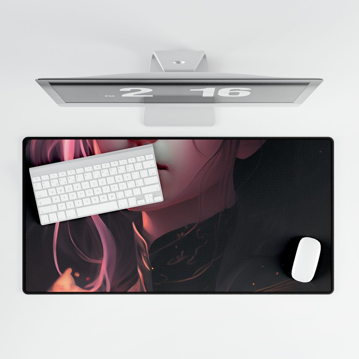Soft Focus Portrait: Astonishing Female with Pink Hair in a Dre - Desk Mat