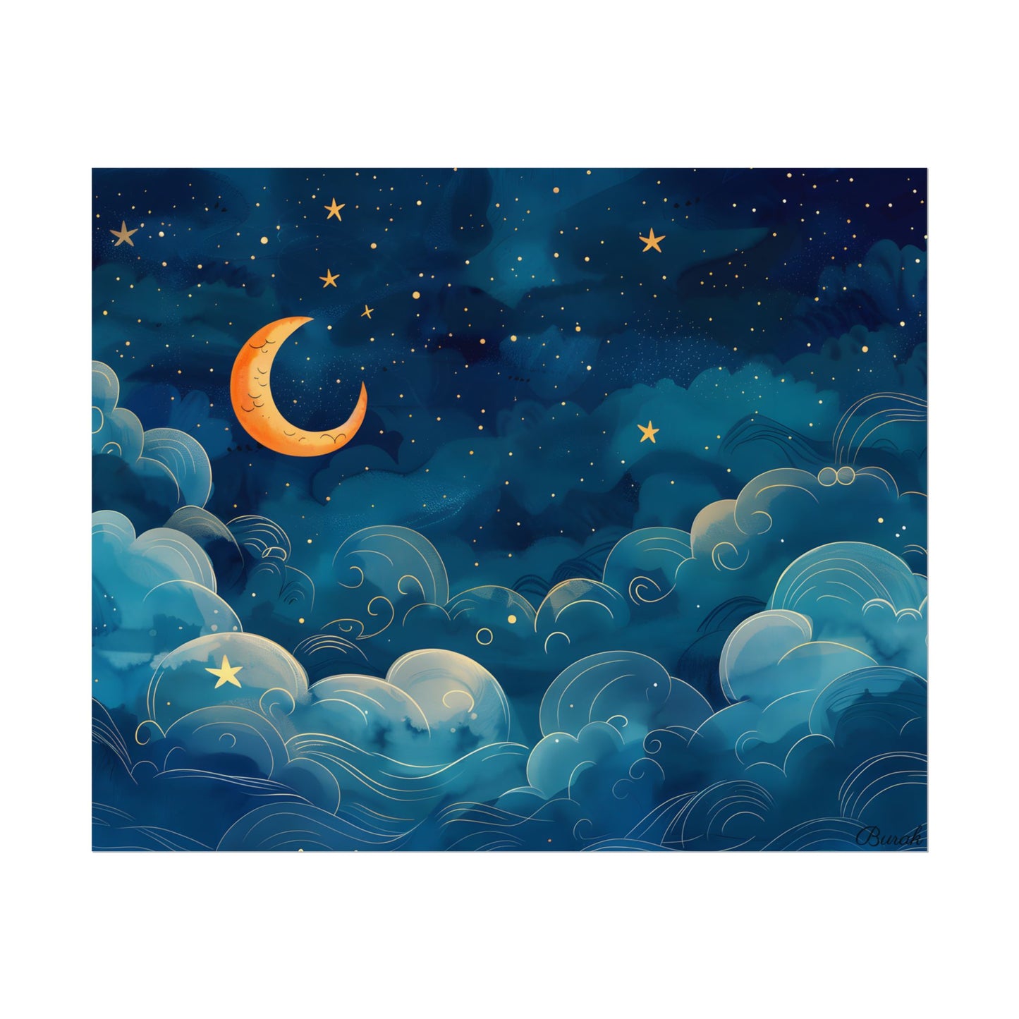 Whimsical Dreamy Night Sky: Small Town Illuminated by Pastel Stars - Poster